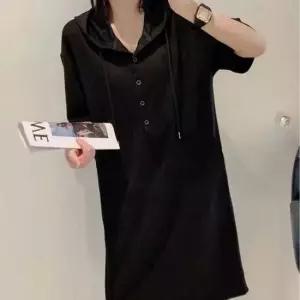 바캉스원피스 여름용 루즈핏 후드 반팔 롱 드레스 여행 캐주얼 원피스