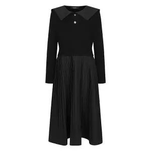 [레코브] 우븐 배색 주름 카라 원피스(LK31D3OP504X)