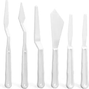 6Pc 플라스틱 주걱 팔레트 나이프 세트 얇고 유연한 아트 도구 아크릴 페인트 페인팅 혼합 펼침 긁힘 색상