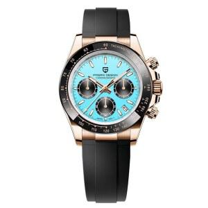 [미국배송] 파가니 디자인 남성 사파이어 글라스 크로노그래프 스테인리스 스틸 방수 야광 시계 일본 무브먼트 남성용 쿼츠