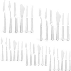 30개 페인트 주걱 도구 플라스틱 페인팅 팔레트 나이프 화이트 아트 아티스트 얇고 유연한 세트 오일