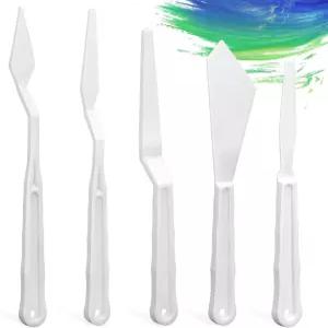 5Pc 플라스틱 주걱 팔레트 나이프 세트 얇고 유연한 아트 도구 아크릴 페인트 혼합 펼침 긁힘 색상 레이어