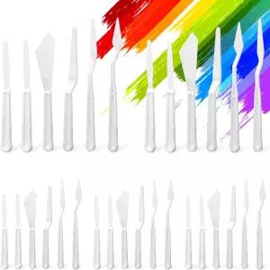 30개 플라스틱 주걱 팔레트 나이프 세트 얇고 유연한 아트 도구 오일 조각용 아크릴 수채화 페인팅