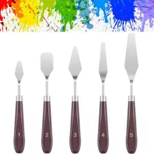 유화 캔버스 아크릴 페인팅을 위한 5가지 PCS 페인팅 나이프 스테인리스 스틸 주걱 팔레트 액세서리 색상