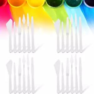 AUEAR 4세트 24팩 플라스틱 주걱 팔레트 나이프 유화용 6가지 스타일