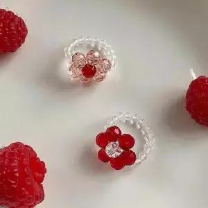 [셀러허브]빅 데이지 포인트 플라워 투명 비즈 크리스탈 반지 (S41245187)