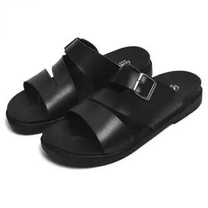 남성 가죽 스트랩 슬리퍼 버클 샌들 푹신한