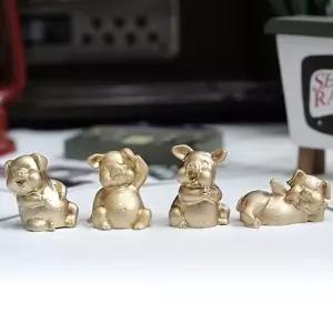 [와인앤쿡] 행운 재물운 골드 돼지 4p 장식소품