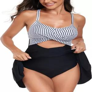 SUMMERSUNSHINE 임산부 컷아웃 원피스 앞 크로스 임신 수영복 랩 타이 백