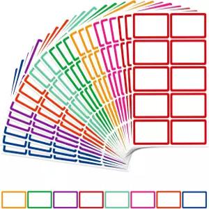 400개 이름표 스티커 3.5 x2.25 색 테두리가 있는 빈 학교 사무실 회의 가족 파티용 접착식 이름 배지