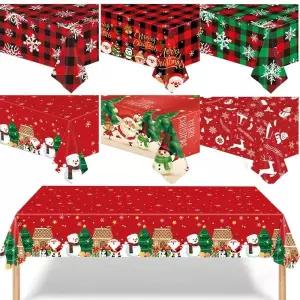 크리스마스 플라스틱 식탁보 카톤 산타 클로스/눈사람 일회용 테이블 커버, 파티 장식, 가정 용품