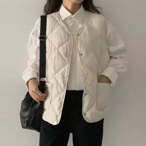 여성 가을 겨울 퀄팅 누빔 깔깔이 브이넥 패딩조끼 베스트 -KVE0031-