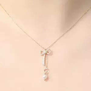 [셀러허브][비쥬홀릭] 실버925 골드도금 리본 진주볼 목걸이 (S17832294)