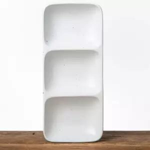 이천도자기 달 직사각 3구 나눔 찬기 도자기 반찬기