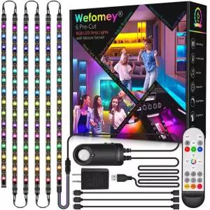 모션 센서가 장착된 RGB 언더 캐비닛 조명 리모컨이 프리컷 LED 스트립 6개 주방 카운터 선반 TV 백라이트