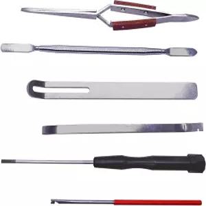 Jiayouy 6Pcs 내구성 있는 목관 악기 수리 도구 강철 스프링 후크 드라이버 역 핀셋 트리밍 세트 Sax