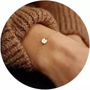 개인 맞춤형 이니셜 팔찌 18K 금 도금 스테인리스 스틸 편지 고급 동전 참 여성용 섬세한 디스크 이름