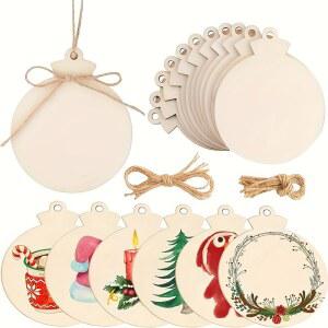 우드태그 나무 펜던트 수제 DIY 그림 휴일 용품 크리스마스 장식 플라크 그래피티 공예 원형 10 20