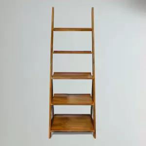 앰버 드 우드 5단 독립형 A프레임 사다리 책장 따뜻한 갈색