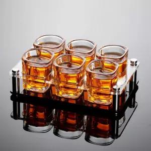 홈파티 6구 샷잔 홀더 19cm 사각 아크릴술잔홀더