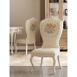 유럽풍 엔틱 의 버 플라워 시트 패브릭 식탁의자 인테리어 리폼 등받이 커버