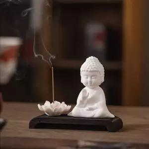 부처님 스틱 인센스 초 피우기 향꽂이 연꽃 트레이 홀더 향