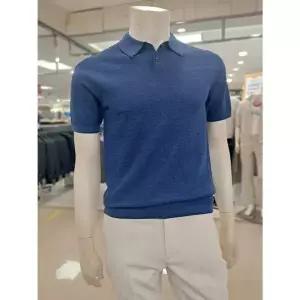 [하프클럽/바쏘옴므]바쏘옴므 세이브존05 블루면혼방기본카라반팔니트 WSZ2WT06ABU3