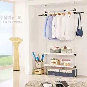 플라스틱 선반 2단 행거 고정식행거 행거옷장 의류행
