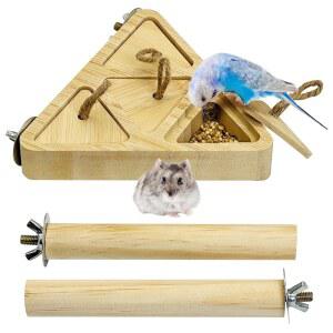 피니 나무 새 먹이 찾기 장난감, 퍼치가 있는 인터랙티브 앵무새 퍼즐 장난감, 케이지 새 씹는 장난감을 위한 새장 액세서리를 위한 스탠드 앵무새 앵무새 사랑 새들이 핀치를 장식합니다