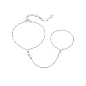 여성용 PAVOI 14K 골드 도금 핸드 체인 - 조절 가능한 핸드 체인 팔찌 및 반지 - 트렌디한 골드 핸드 체인 팔찌 스택 여름 주얼리 - 구슬, 진주, 큐빅 지르코니아 바디 주얼리