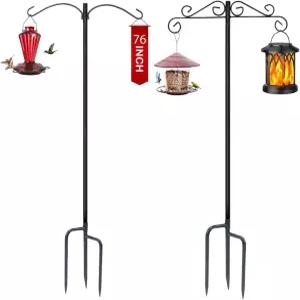 렉스와두 조절 가능한 2팩 76인치 더블 셰퍼드 후크는 야외용 양면 새 모이통 폴은 식물 바구니 걸이