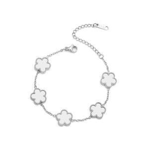 여성용 FLY FEI 18K 금도금 네 잎 클로버 팔찌, 조절 가능한 행운의 팔찌 세트 생일, 웰니스 및 데일리 웨어를 위한 저자극 매력 선물입니다