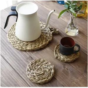 왕골 핸드메이드 카페소품 컵받침 2P 머그컵받침 컵받침대 컵코스터 컵홀더 건고추