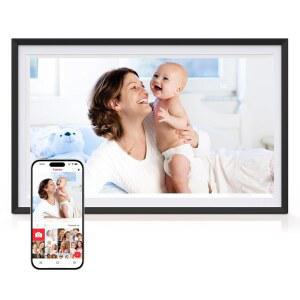 디지털 액자, 15.6인치 대형 액자 WiFi, 32GB, 1920 * 1080 IPS HD 터치스크린, 테이블탑 및 벽걸이, 공유 Framo 앱을 통해 사진과 동영상
