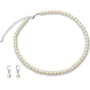 SUSANN 코스튬 레이어드 트위스트 골드 진주 목걸이 초커 청키 유리 문구 진주 목걸이 및 귀걸이 세트, 여성에게 좋은 선물 가짜 진주 목걸이 세트