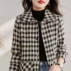 은창]모던 체크 하운드투스 자켓 봄 가을 겨울 아우터 잠바 점퍼 여성 후드 외투 루즈핏 자켓 아우터