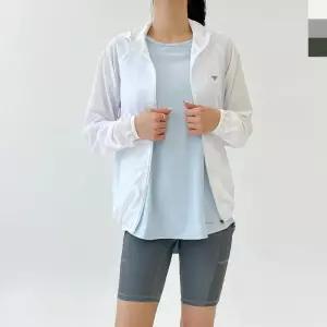 여자 액티브 무지 경량 후드 바람막이 점퍼_3