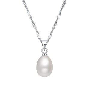머디아 스털링 실버 드롭 모양의 담수 배양 진주 목걸이 | 여성용 진주 펜던트 목걸이 | 실버 주얼리