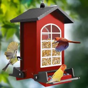 야외 야생 조류 씨앗을 위한 새 모이통 다람쥐 방지 금속 걸이 양쪽 무게로 활성화되는 농어가 있는 5LBS