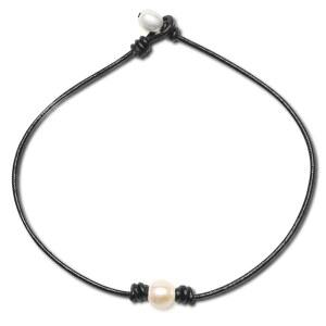 진주 블랙 가죽 초커 목걸이 정품 가죽 랩 로프 진주 초커 목걸이 주얼리 2.0mm 블랙 정품 가죽 코드 14 15 16 18인치