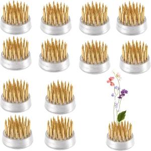 MOUYAT 12팩 꽃개구리 홀더 둥근 켄잔 핀 작은 꽃병 이케바나 장식 용품용 0.9인치 꽃꽂이 베이스 고정