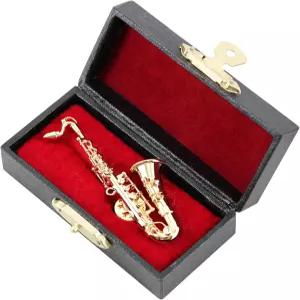 이스트락 색소폰 핀 2.6인치 금도금 테너 미니어처 악기 라펠 브로치 음악 선물 생일 선물용 케이스 포함