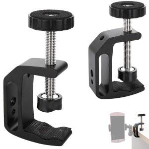 YEAZHEN 2Pcs 유니버설 C 클램프, 테이블 책상 마운트, 데스크톱 마운트 홀더, 사진 스튜디오 사진, 퀵 릴리스 U 클립 홀더 및 우드 워크용 견고한 1/4 3/8 나사