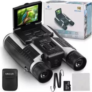 미놀타 12x32 디지털 쌍안경 - 4K UHD 비디오 카메라 48MP 사진 8배 줌 IPS 눈부심 방지 화면 내안개 광학