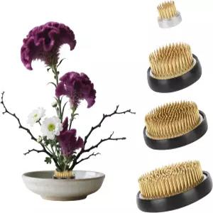 꽃개구리 핀 홀더 4개 3인치 2인치 1인치 세트 이케바나 개구리 꽃무늬 켄잔 꽃꽂이 도구 꽃병 중앙 조각