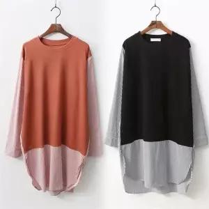 빅사이즈사랑해요 B013L009 마린레이어드셔츠롱티 EM (5974798A)