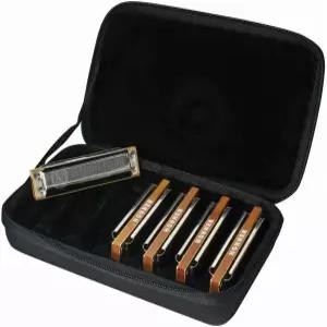 호너 마린 밴드 1896 황동 본체 곡면 커버 측면 통풍구가 있는 디아토닉 하모니카(스테인리스 스틸 5팩)