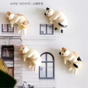 미니어처마그넷 고양이 사진 칠판 메모 4p 자석봉 메모자석 강력자석 자석바 마그네틱