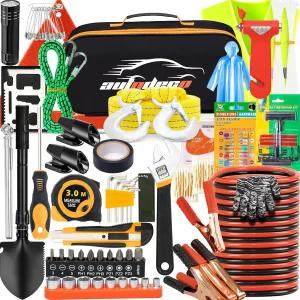 점퍼 케이블이 있는 오토데코 82Pcs 자동차 도로변 비상 키트 - 삽이 안전