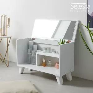 프리티C 덮개식 거울 좌식 화장대 화장 대 좌식 서랍장 품정리대 콘솔 미니 수납 접이식